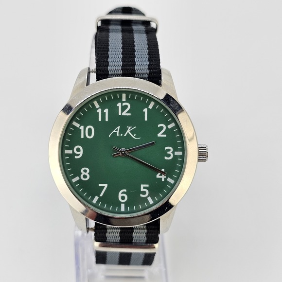 Other - Men's Analog Watch 41MM Green Dial NEW Black Gray Canvas Band NEW Battery